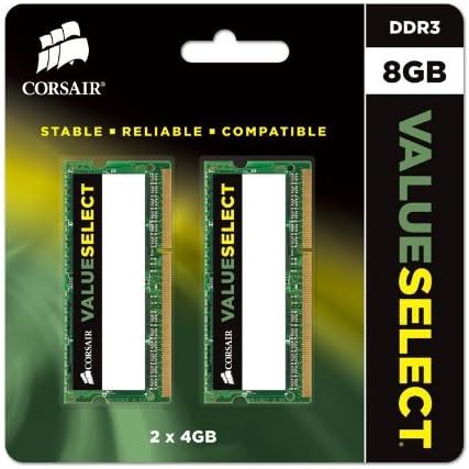 Buy Corsair,Corsair Value Select 8GB (2x4GB) DDR3 1333MHz SODIMM Laptop Memory - Black - Gadcet UK | UK | London | Scotland | Wales| Near Me | Cheap | Pay In 3 | RAM